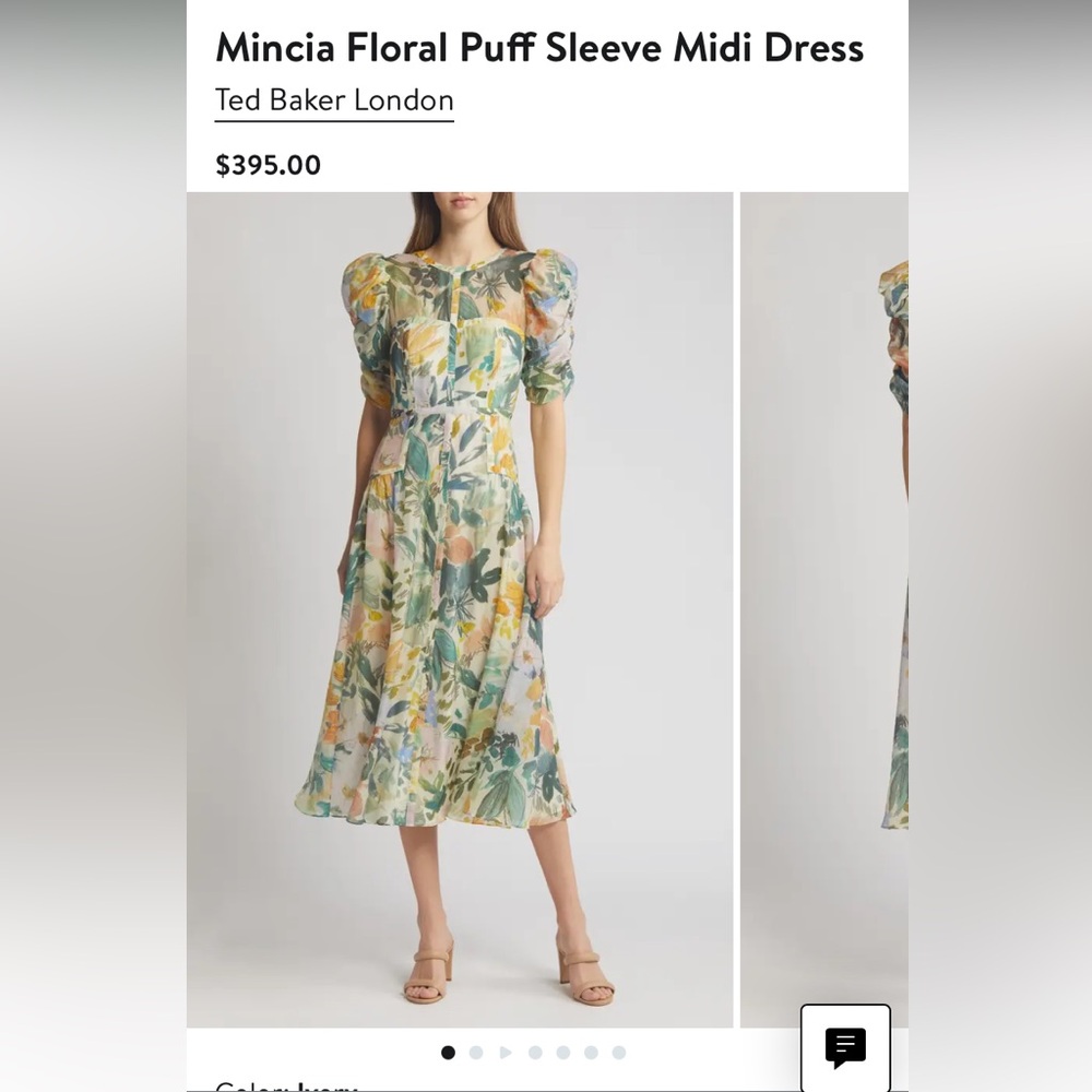 Ted Baker floral puff sleeve Mincia midi dress